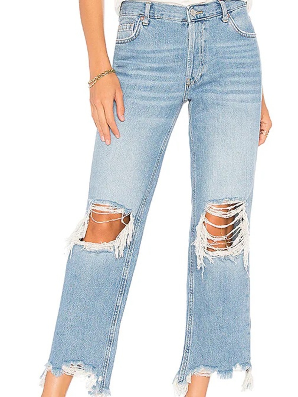 We The Free Maggie Straight Jean in Light Stone FREE PEOPLE